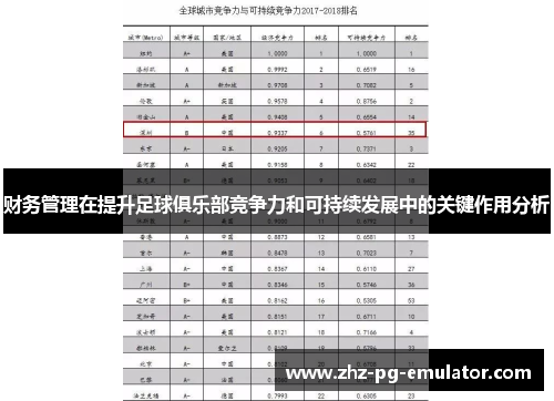 财务管理在提升足球俱乐部竞争力和可持续发展中的关键作用分析 财务管理在提升足球俱乐部竞争力和可持续发展中的关键作用分析